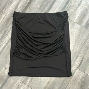 Women’s High Waisted Ruched Ruffle Skirt 3XL Black Bodycon Stretch Plus Size